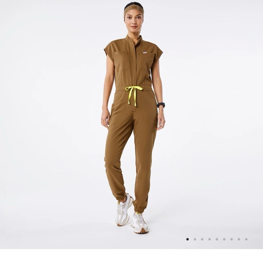Figs Brown and Yellow Jumpsuit with Relaxed Fit